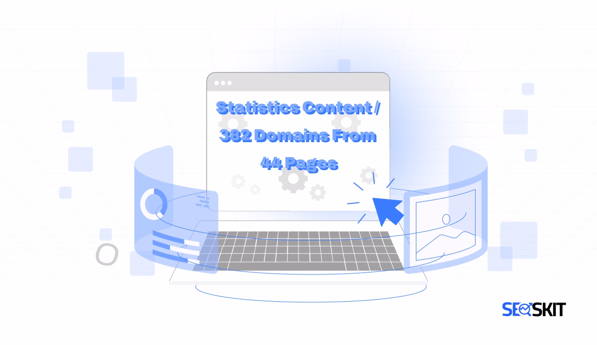 Statistics content case study showing 382 referring domains from 44 pages