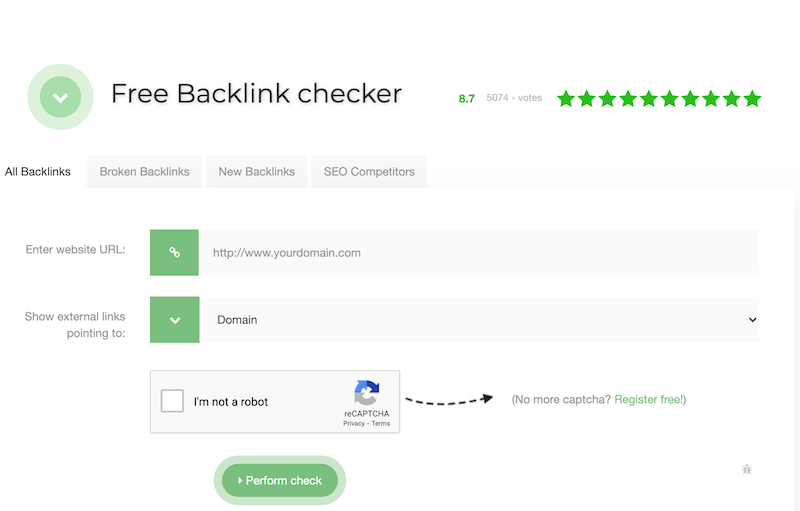 SEO Review Tools - Free Backlink Checker